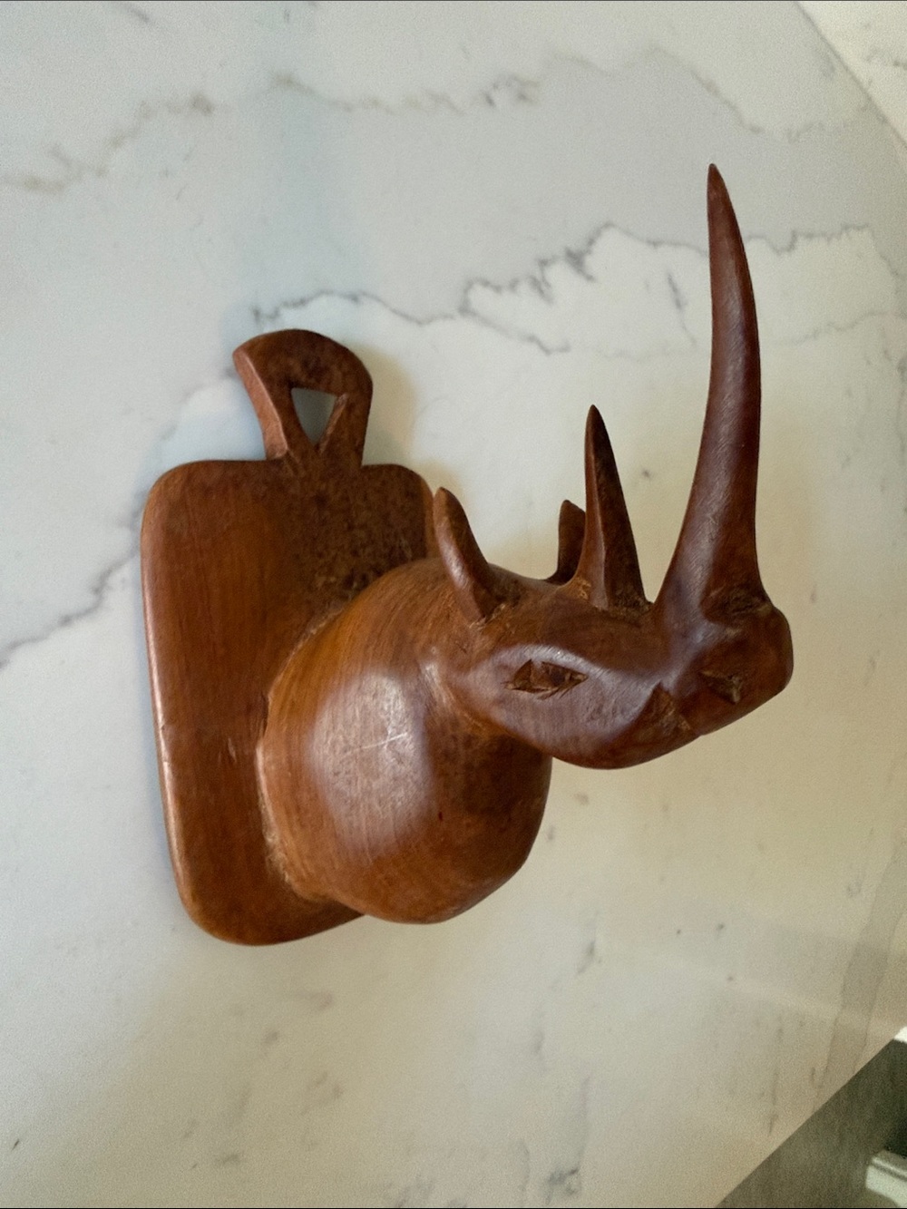 Vintage Rhino Wooden Hook Handmade